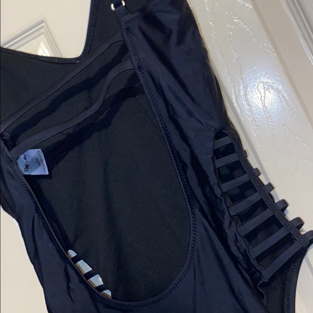Black open back one piece bathing suit - Picture 2 of 7